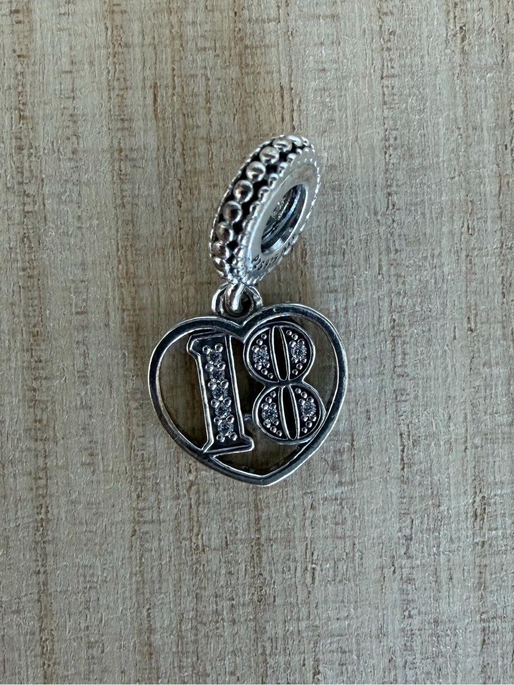 Pandora 18th Celebration Heart Dangle Charm Sterling Silver